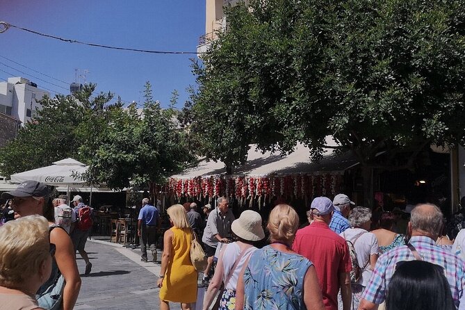 Historic Minoan frescoes inside Knossos Palace in Crete